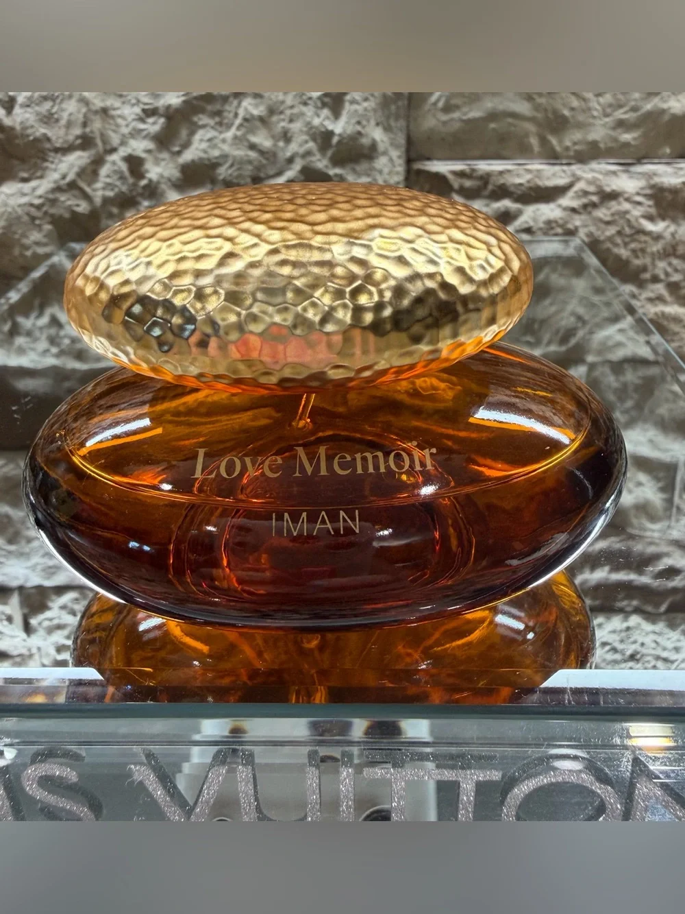 IMAN Amber and Gold Decorative Glass Accent